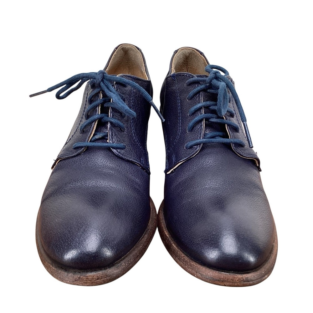 Frye Womens 7B Carson Oxford Blue Leather Heel Shoes Victorian‎ Grannycore - Picture 2 of 8